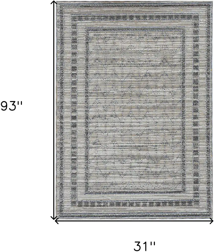 Grey Bordered Runner Rug Photo 3
