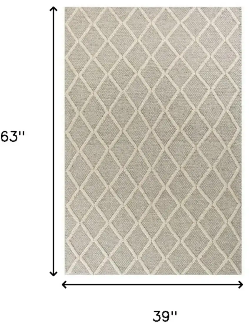 Grey Braided Diamonds Wool Indoor Area Rug Photo 5