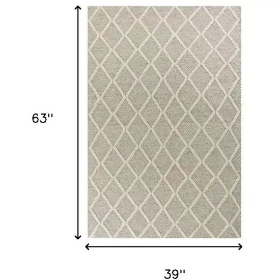 Grey Braided Diamonds Wool Indoor Area Rug Photo 5