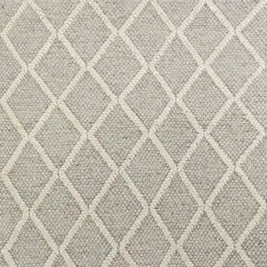 Photo of Grey Braided Diamonds Wool Indoor Area Rug