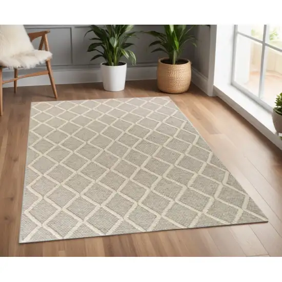 Grey Braided Diamonds Wool Indoor Area Rug Photo 2