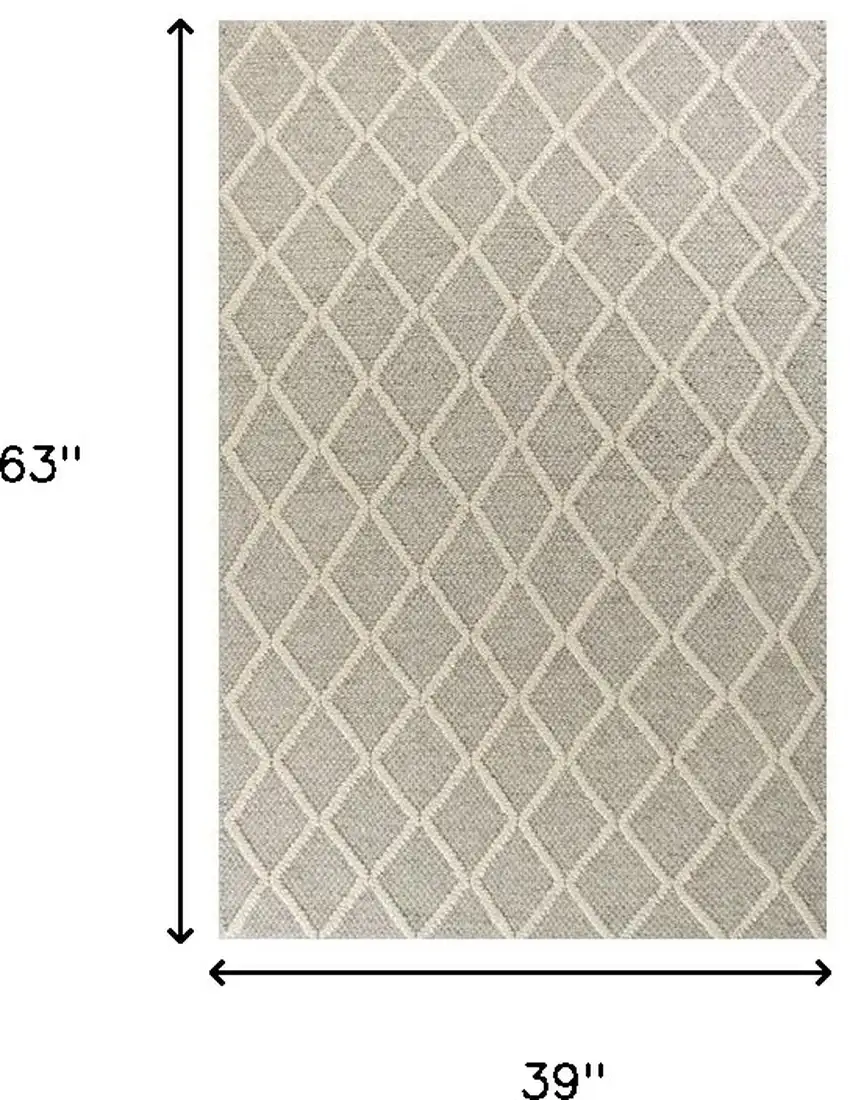 Grey Braided Diamonds Wool Indoor Area Rug Photo 3