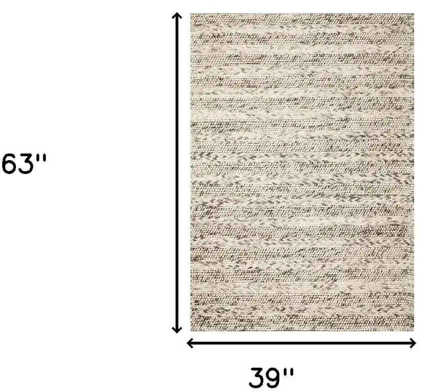Gray and Ivory Wool Handmade Area Rug Photo 5