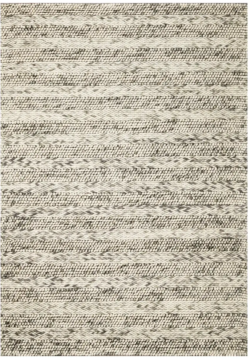 Gray and Ivory Wool Handmade Area Rug Photo 1