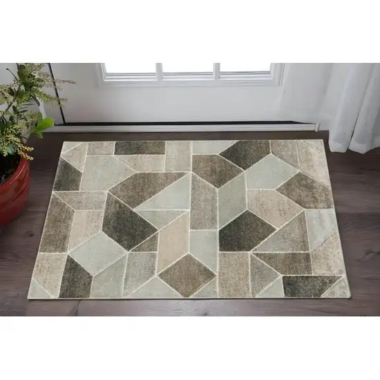 Gray And Ivory Geometric Area Rug Photo 1