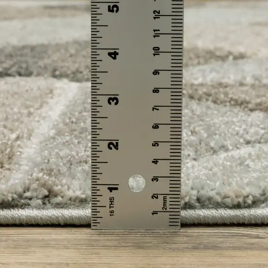 Gray And Ivory Geometric Area Rug Photo 9