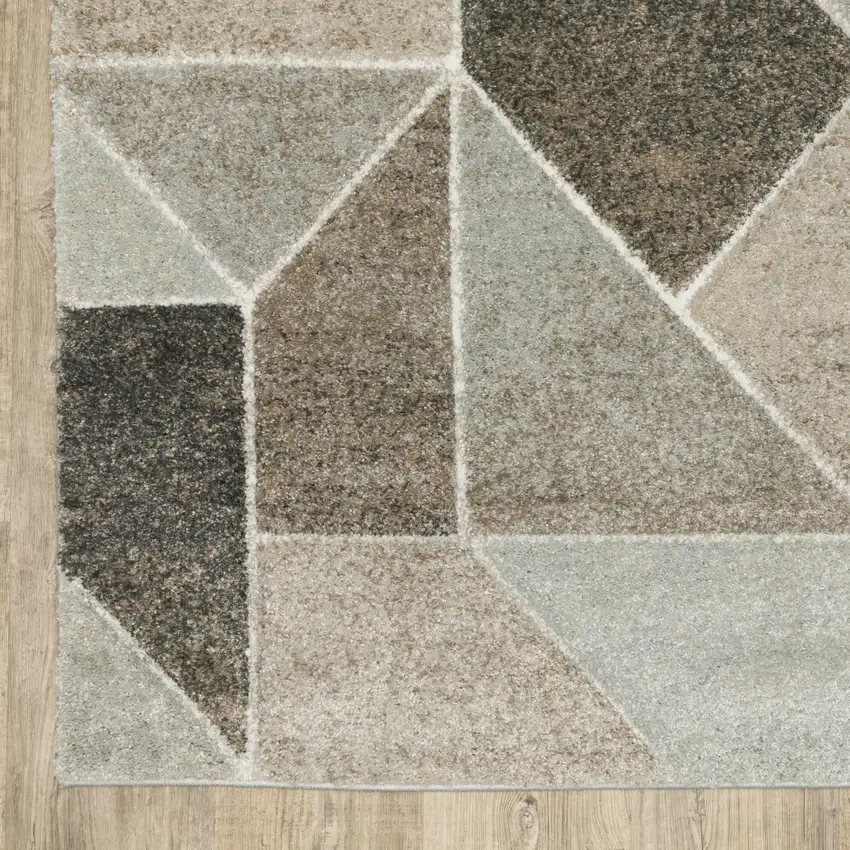 Gray And Ivory Geometric Area Rug Photo 8
