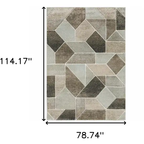 Gray And Ivory Geometric Area Rug Photo 3