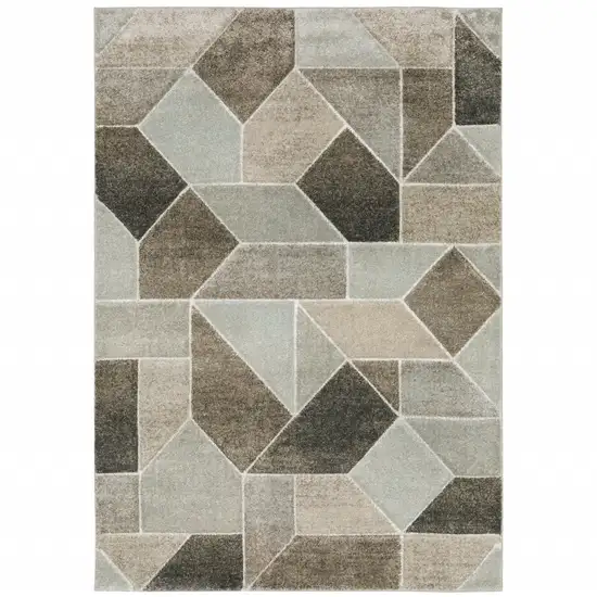 Gray And Ivory Geometric Area Rug Photo 2