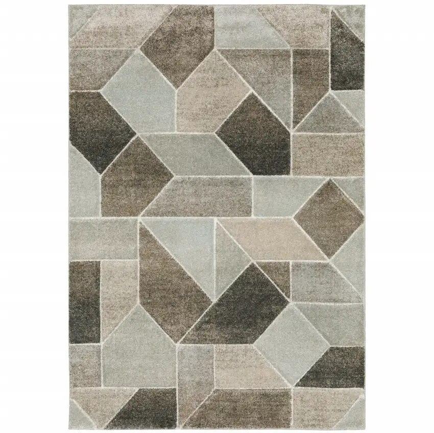 Gray And Ivory Geometric Area Rug Photo 2