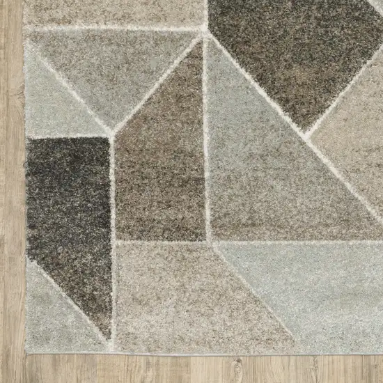 Gray And Ivory Geometric Area Rug Photo 8