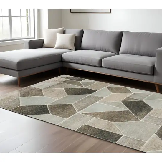 Gray And Ivory Geometric Area Rug Photo 1