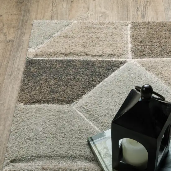 Gray And Ivory Geometric Area Rug Photo 6