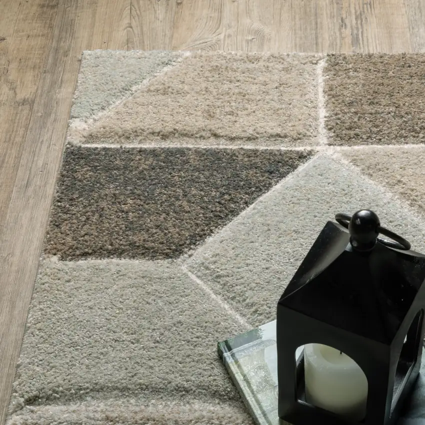 Gray And Ivory Geometric Area Rug Photo 6