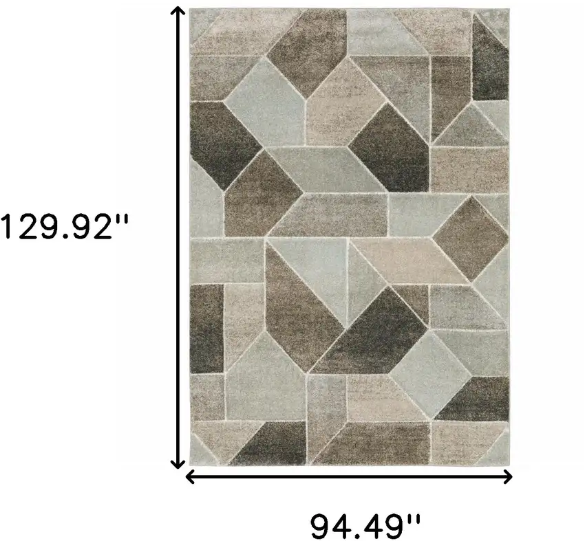 Grey Brown Beige Tan Taupe And Ivory Geometric Power Loom Stain Resistant Area Rug Photo 10