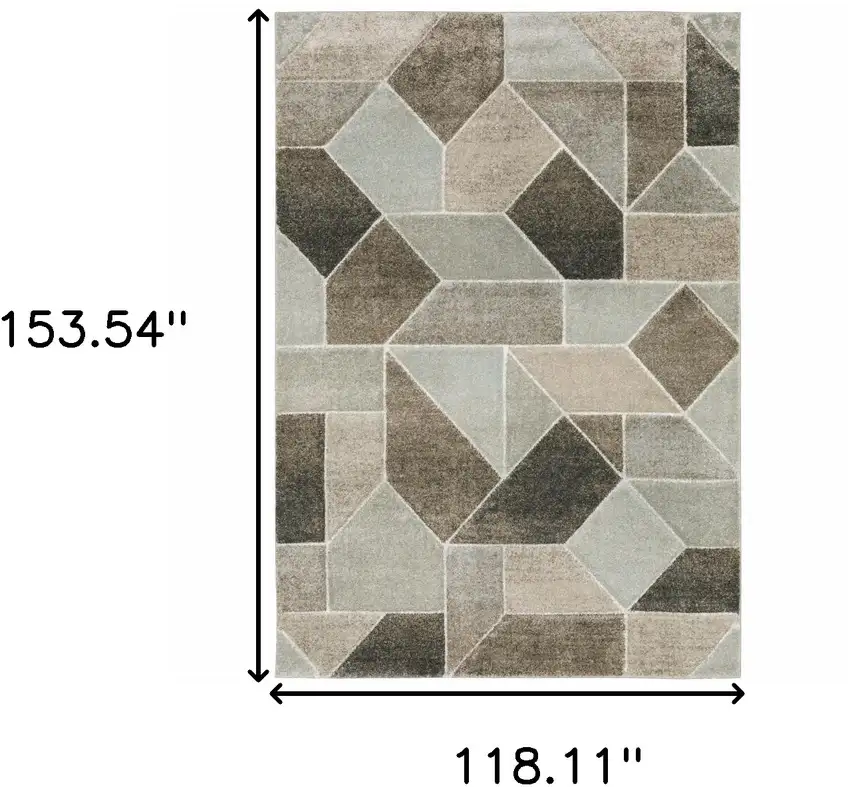 Grey Brown Beige Tan Taupe And Ivory Geometric Power Loom Stain Resistant Area Rug Photo 10