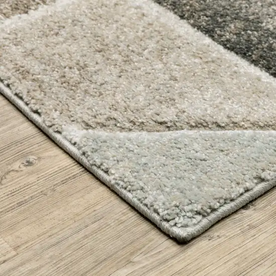 Grey Brown Beige Tan Taupe And Ivory Geometric Power Loom Stain Resistant Area Rug Photo 4