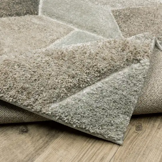 2' X 8' Grey Brown Beige Tan Taupe And Ivory Geometric Power Loom Stain Resistant Runner Rug Photo 9