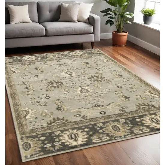 Grey Brown Tan And Beige Oriental Power Loom Stain Resistant Area Rug Photo 1