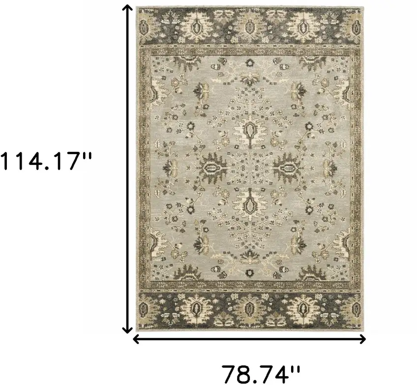 Grey Brown Tan And Beige Oriental Power Loom Stain Resistant Area Rug Photo 10