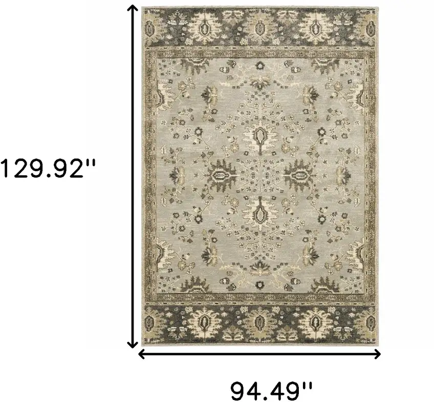 Grey Brown Tan And Beige Oriental Power Loom Stain Resistant Area Rug Photo 10