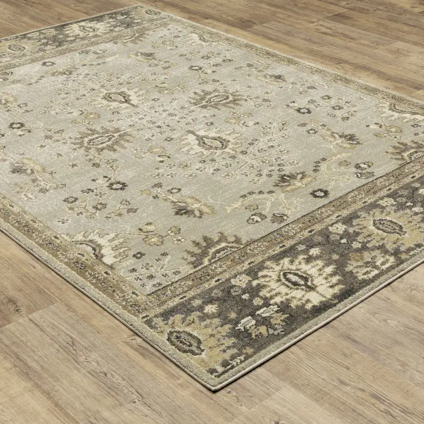 Grey Brown Tan And Beige Oriental Power Loom Stain Resistant Area Rug Photo 5