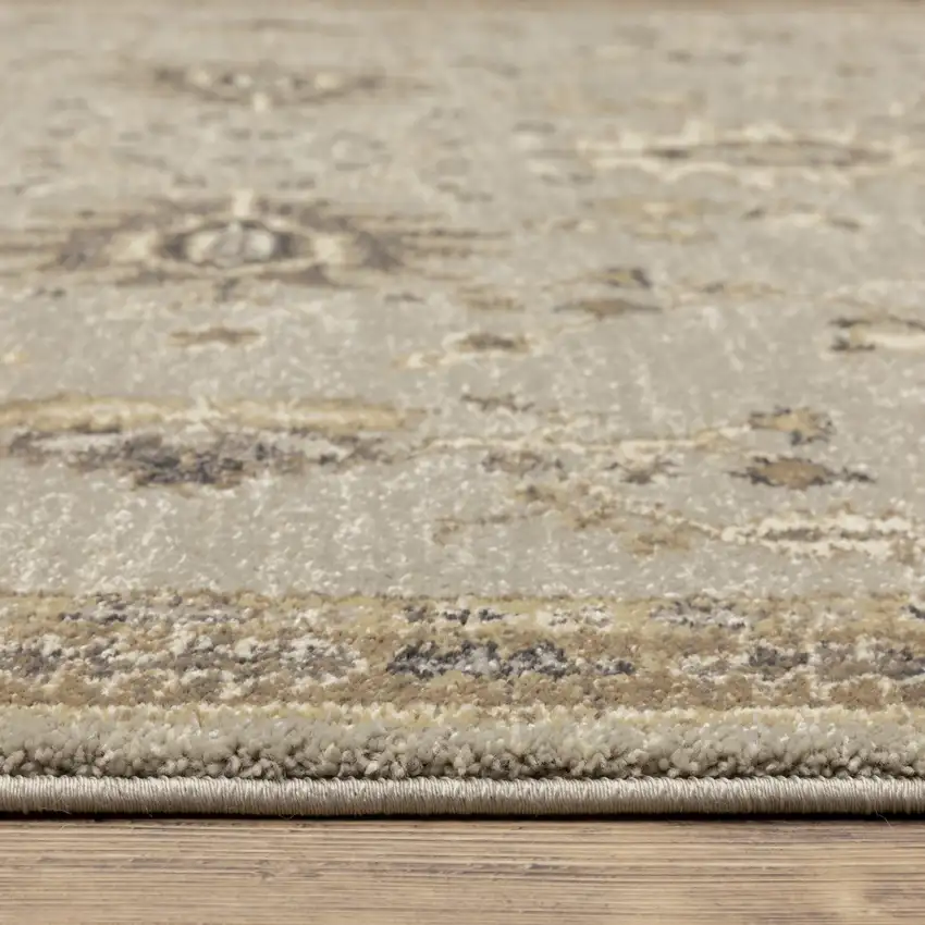 Grey Brown Tan And Beige Oriental Power Loom Stain Resistant Area Rug Photo 9