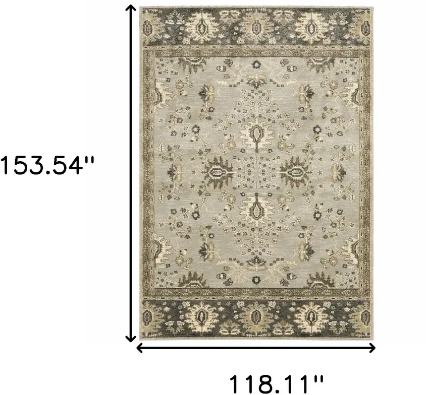 Grey Brown Tan And Beige Oriental Power Loom Stain Resistant Area Rug Photo 10