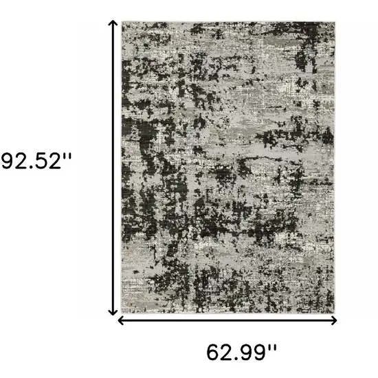 Grey Charcoal Black And Ivory Abstract Power Loom Stain Resistant Area Rug Photo 3