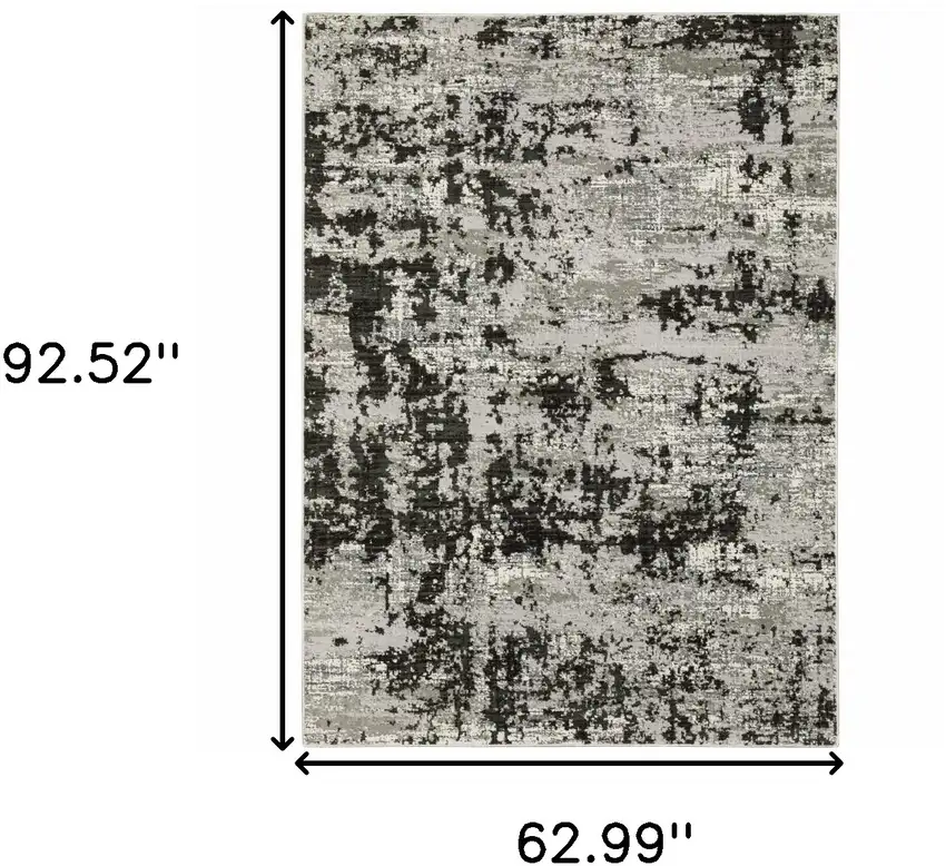 Grey Charcoal Black And Ivory Abstract Power Loom Stain Resistant Area Rug Photo 3