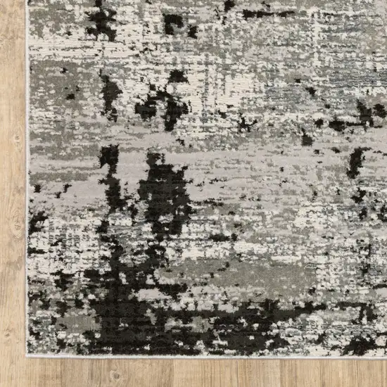 Gray And Black Abstract Distressed Area Rug Photo 5