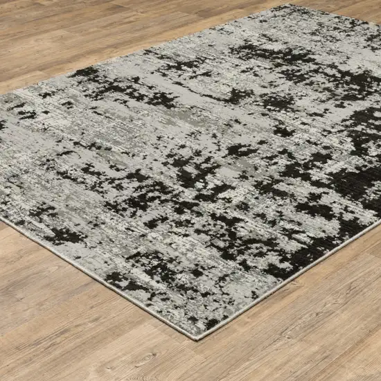 Gray And Black Abstract Distressed Area Rug Photo 7