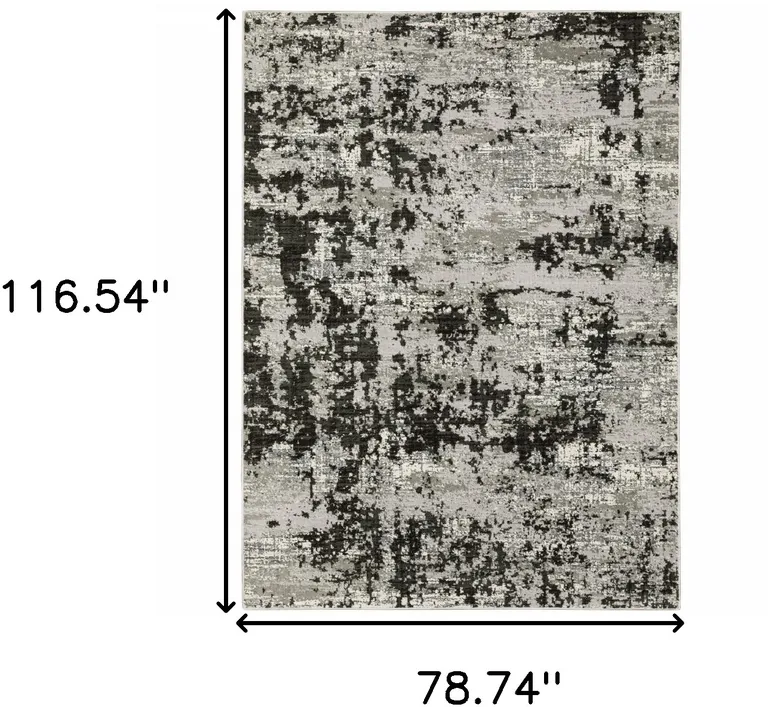 Grey Charcoal Black And Ivory Abstract Power Loom Stain Resistant Area Rug Photo 4