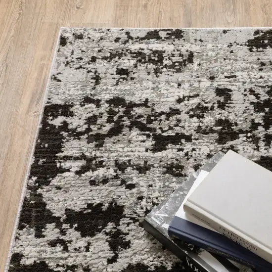 Gray And Black Abstract Distressed Area Rug Photo 8