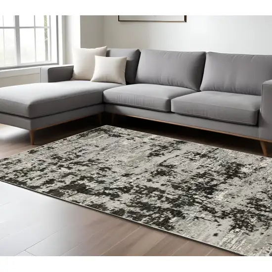 Gray And Black Abstract Distressed Area Rug Photo 1