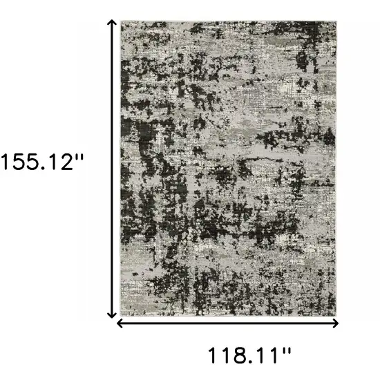 Grey Charcoal Black And Ivory Abstract Power Loom Stain Resistant Area Rug Photo 3