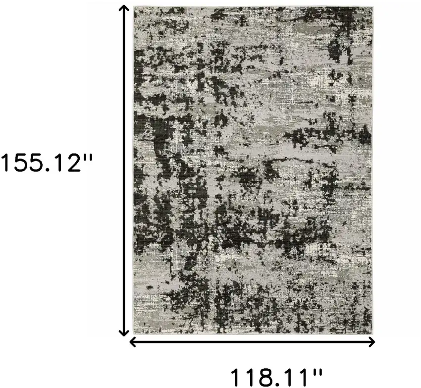 Grey Charcoal Black And Ivory Abstract Power Loom Stain Resistant Area Rug Photo 3