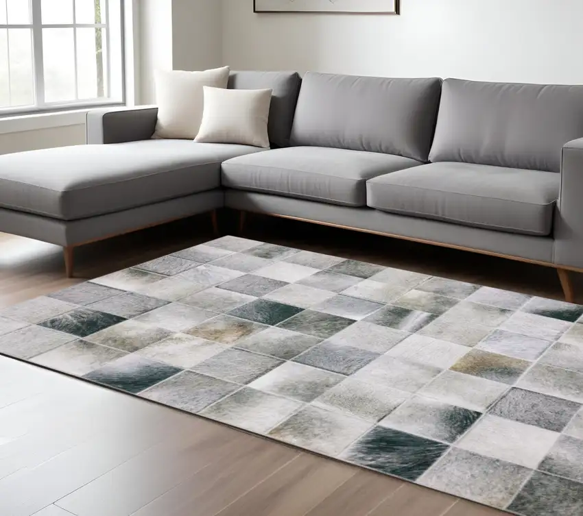 Gray And Charcoal Geometric Area Rug Photo 1