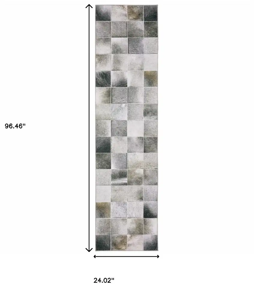 Grey Charcoal Brown And Beige Geometric Power Loom Stain Resistant Runner Rug Photo 10