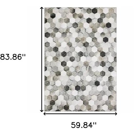 Grey Charcoal Brown Tan And Ivory Geometric Power Loom Stain Resistant Area Rug Photo 3