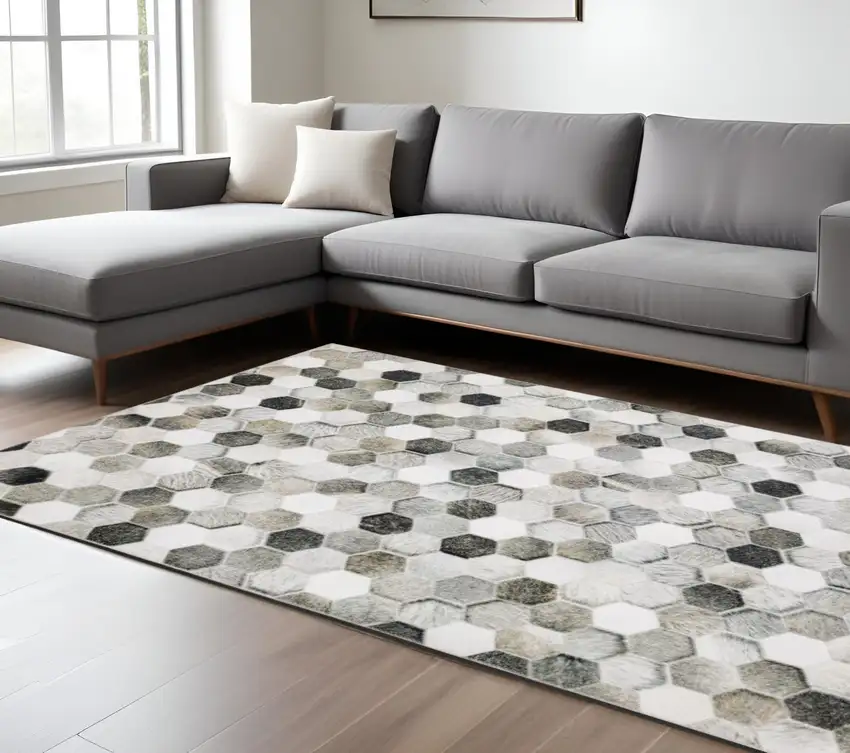 Gray And Charcoal Geometric Area Rug Photo 1