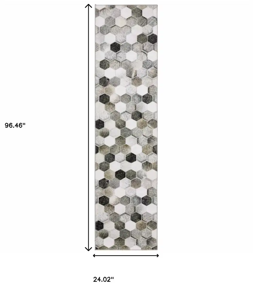 Grey Charcoal Brown Tan And Ivory Geometric Power Loom Stain Resistant Runner Rug Photo 9