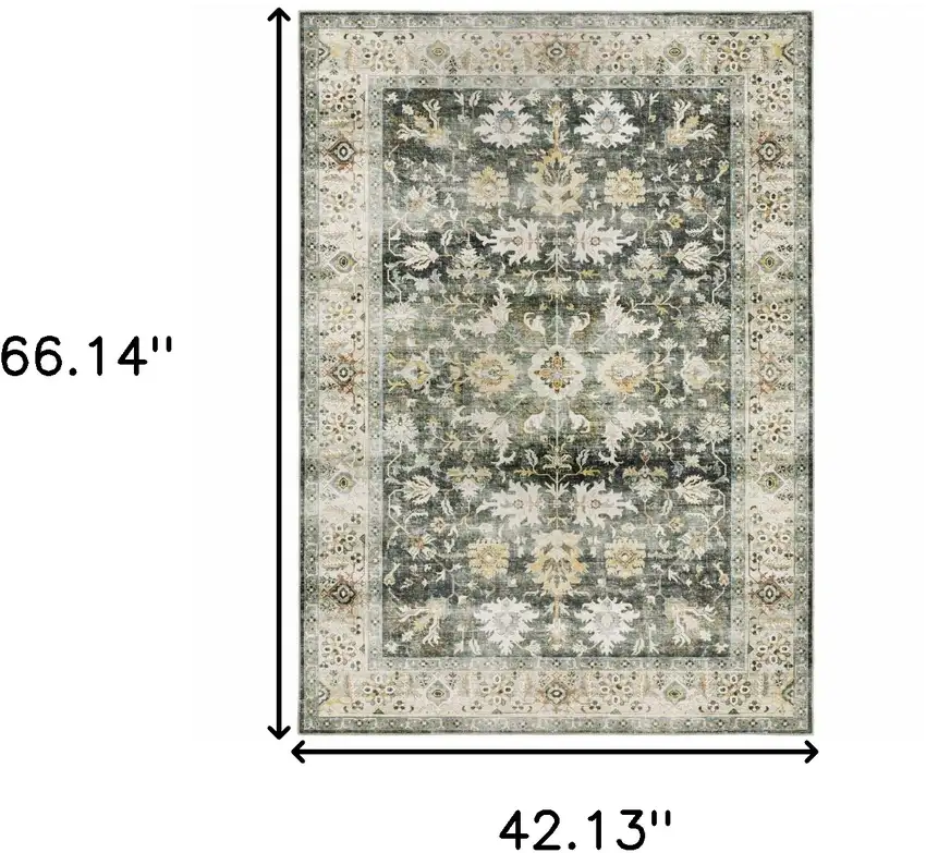 Gray and Ivory Oriental Non Skid Area Rug Photo 3