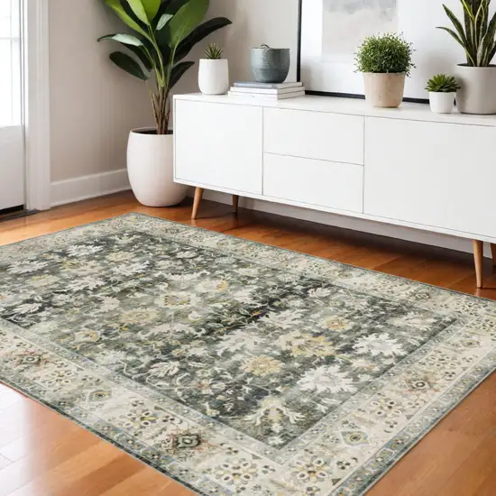 Gray and Ivory Oriental Non Skid Area Rug Photo 1