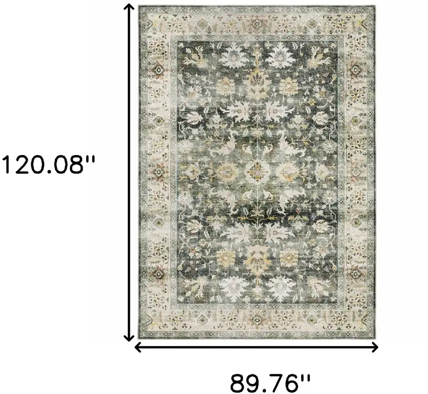 Gray and Ivory Oriental Non Skid Area Rug Photo 3