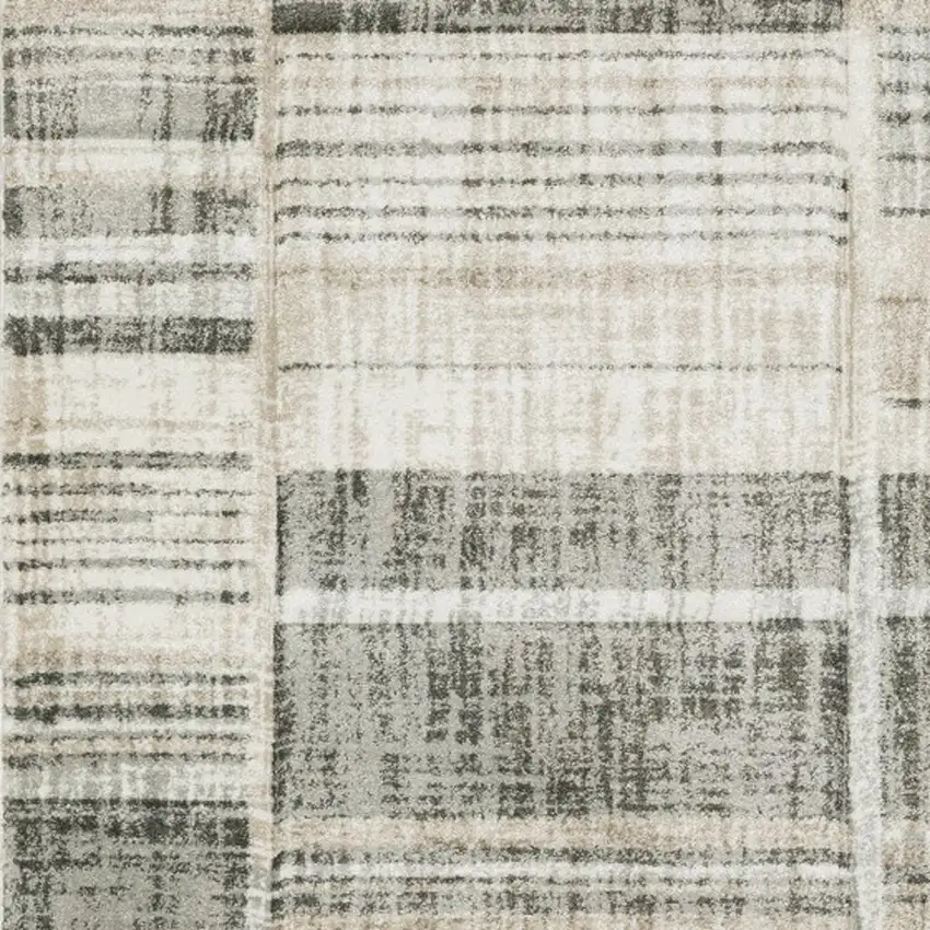 Grey Charcoal Ivory Tan Brown And Beige Geometric Power Loom Stain Resistant Area Rug Photo 4