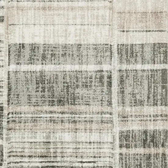 Grey Charcoal Ivory Tan Brown And Beige Geometric Power Loom Stain Resistant Area Rug Photo 3