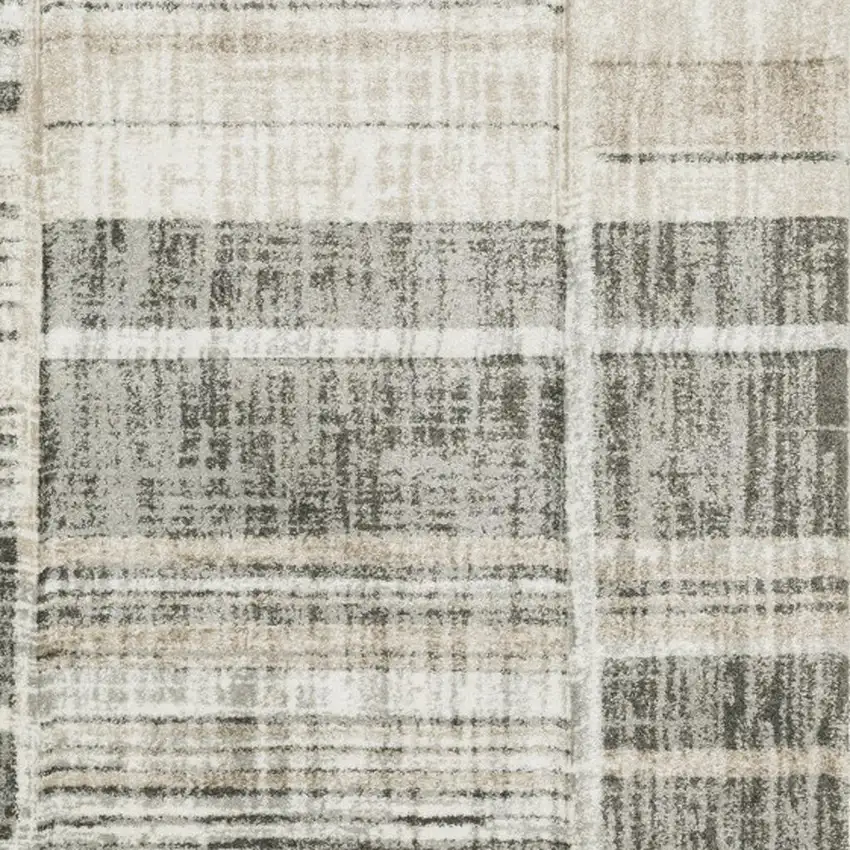 Grey Charcoal Ivory Tan Brown And Beige Geometric Power Loom Stain Resistant Area Rug Photo 3