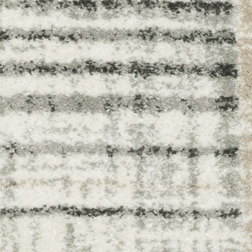 6' X 9' Grey Charcoal Ivory Tan Brown And Beige Geometric Power Loom Stain Resistant Area Rug Photo 4