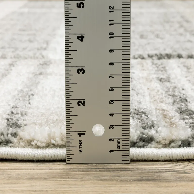 Grey Charcoal Ivory Tan Brown And Beige Geometric Power Loom Stain Resistant Area Rug Photo 1